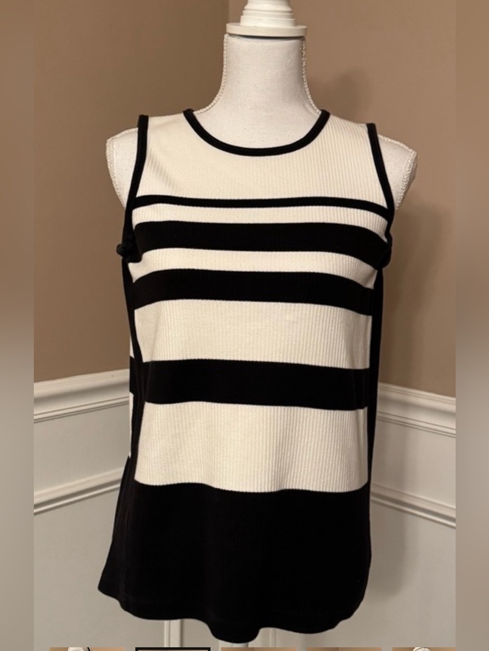 Jones New York Sport Women's Striped Tank Top - 100% Cotton - Size Small